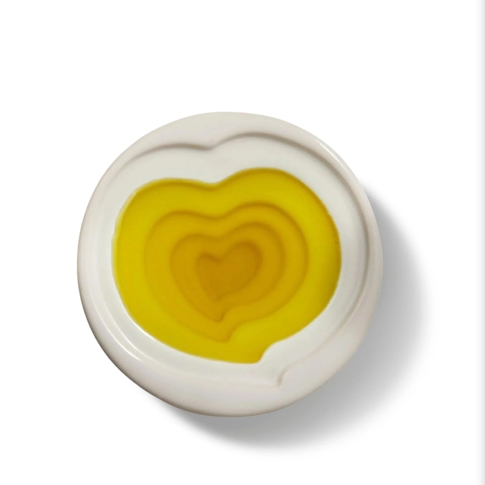 Heart-Shaped Yellow and White Ceramic Dish